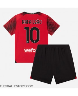 Günstige AC Milan Rafael Leao #10 Heimtrikotsatz Kinder 2023-24 Kurzarm (+ Kurze Hosen)